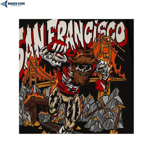 Camiseta Negra Oversize para Hombre con Logo Frontal de San Francisco Skeleton, Estilo Urbano, Manga Corta, Cuello Redondo, Transpirable, de Poliéster - Product Image 3