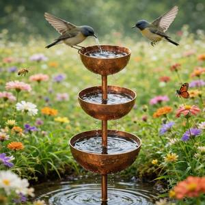 Cadena de lluvia con forma de 3 cuencos, perfecta para decoración exterior de jardines y como elemento decorativo para la recolección de agua de lluvia. Venta al por mayor desde India. - Product Image 1