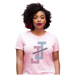 T-shirt rose à manches courtes et col rond avec motif de lettres entrelacées, style décontracté, streetwear, vêtements confortables pour tous les jours - Product Image 1