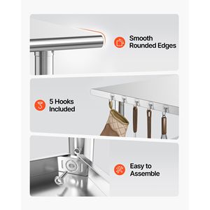 Banco da Lavoro in Acciaio Inox 24x48 con Ripiano Inferiore e Ruote per Uso in Cucine Commerciali - Product Image 5
