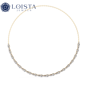 Collier minimaliste en or pour femme LOISTA, diamant rond taille brillant, couleur G, diamants naturels, à porter au quotidien - Product Image 3