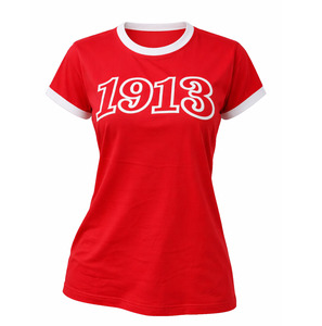 Camiseta de Verano Premium para Mujer, Casual, de Algodón, con Cuello Redondo y Letras Griegas DST 1913, Antiencogimiento, para Hermandades y Sororidades Delta - Product Image 1