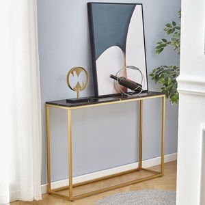 Gold MDF Entryway Console Table Faux Marble Sofa Table for Living Room Elegant Entryway Furniture for Foyer or Hallway - Product Image 1