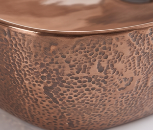 Évier ovale moderne en cuivre, lavabo en métal artisanal avec finition texturée pour salle de bain et cuisine - Product Image 2