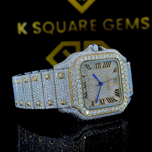 Nouveauté, montre automatique de haute qualité, mouvement à quartz, résistante à l'eau, acier inoxydable VVS, verre saphir carré, diamant moissanite - Product Image 1