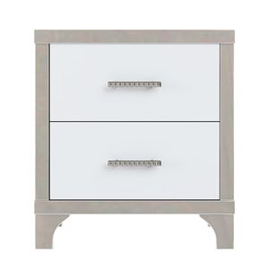 Elegant High Gloss Nightstand with Metal Handle <b>Mirrored</b> <b>Bedside</b> Table with 2 Drawers for Bedroom or Living Room - Product Image 6