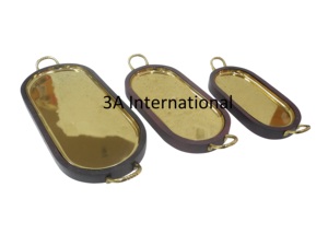 3A International Handmade Commercial Grade Round <b>Mirrored</b> Serving <b>Trays</b> <b>with</b> Handle Polished Metal Finish Restaurant Use - Product Image 3