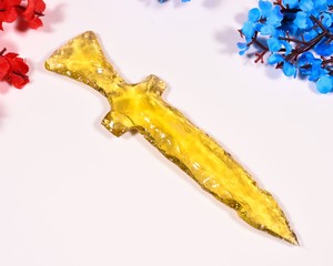 Espada de Cristal de Citrino Amarillo, Decoración para el Hogar, Cuchillo Decorativo de Cristal, Escultura de Cristal Hecha a Mano, Regalo Energético de Feng Shui, Coleccionable - Product Image 4