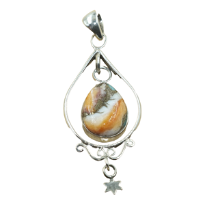 Pendentif en turquoise d'huître épineuse orange, en argent sterling 925, fait main, style bohème, en forme de goutte, bijou fantaisie, cadeau pour femme, cadeau de Noël - Product Image 1
