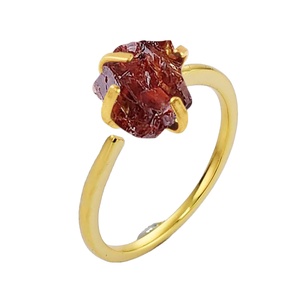Handmade Raw Garnet <b>Adjustable</b> <b>Ring</b> 8-10MM Natural Birthstone Jewelry Wholesale - Product Image 1