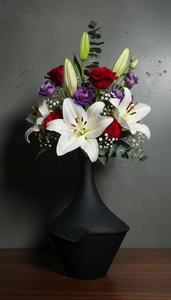 Modern <b>Matte</b> Black Metal Flower Vase Geometric Abstract Design Handcrafted Minimalist Home Decor <b>Table</b> Centerpiece Single Unit - Product Image 3