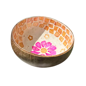 Vaisselle en bambou artisanale, bols vietnamiens en coquille de noix de coco MOP, bol en coquille de noix de coco naturelle avec mosaïque en nacre - Product Image 1