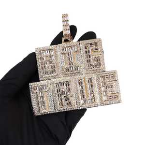 Colgante con Letra Personalizada, Estilo Hip Hop, Corte Brillante Redondo, Moissanita, Plata 925, Rodio y Chapado en Oro de 18K, Joyería Unisex para Fiestas - Product Image 5