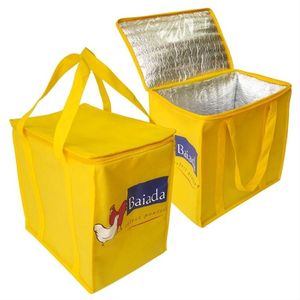 Custom Logo Insulated Cooler Bag Thermal Foldable Waterproof Non-Woven Capacity Grocery Eco-Friendly Zipper Closure - Product Image 4