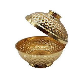 Bol à chocolat décoratif plaqué or de luxe de style arabe avec couvercle cadeau dessert de luxe pistache knafeh conceptions personnalisées - Product Image 1