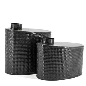 Juego de 2 Jarrones de Metal Negro Martillado de Lujo |   Contenedor Floral Decorativo de Hierro Moderno para Decoración de Hoteles y Oficinas, Jarrones al por Mayor - Product Image 1