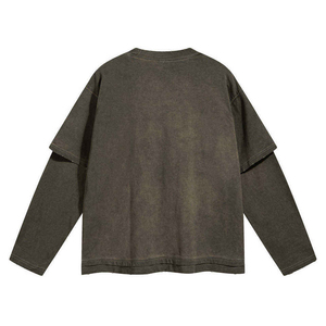 Mens Tie Dye Double Layer Mesh <b>Short</b> Sleeve T Shirt Distressed Oversized Streetwear Crop Top Custom Logo Urban Fashion Clothings - Product Image 3