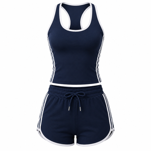 Ensemble débardeur et short de sport pour femme, écologique, coupe ajustée, séchage rapide, pour la course, le fitness et la gym, vente en gros, débardeurs personnalisés - Product Image 1