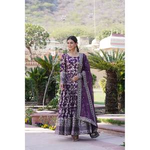 Vestido de noche bordado de lentejuelas con vestido de fiesta Dupatta con trabajo impresionante - Product Image 5