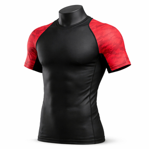 Comfortable Custom Size Hot Selling <b>Men's</b> Rash Guard Short <b>Compression</b> Breathable Anti-Bacterial UPF50+ High Quality Fitness - Product Image 2