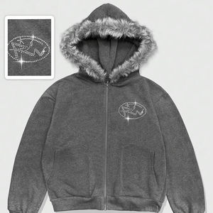 Sweat à capuche décontracté pour homme en fourrure, coupe oversize, style streetwear, idéal pour la gym, pull épais en coton premium, essentiel pour l'hiver - Product Image 1