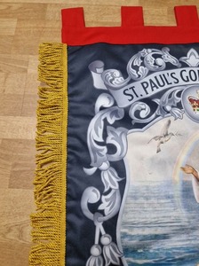 High Quality Custom Printed Religious <b>Banner</b> - St. Paul's Golden Crown Design with Tassels and Hanging Tabs - RBP No. 1005 - Product Image 2