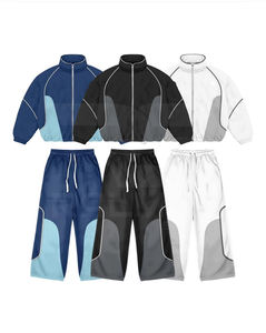 Survêtement 2 pièces 2026 : Pantalon et veste à capuche 100 % nylon avec logo DTF, lignes réfléchissantes en maille intérieure, coupe-vent - Product Image 1