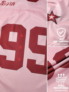 เสื้อยืดโอเวอร์ไซส์ คอวี สตรีทแวร์ ลายกราฟิก เสื้อเจอร์ซีย์ผู้ชาย สไตล์เรโทร ฮิปฮอป ผ้าตาข่าย เสื้อท็อปฤดูร้อน - Product Image 5