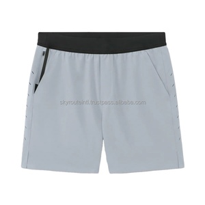Shorts décontractés pour hommes en jersey 100 % polyester de haute qualité, taille élastique mi-haute, séchage rapide, respirants, tricotés unis - Product Image 1