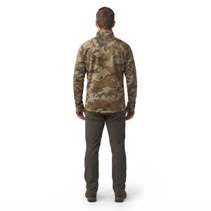 Chaqueta de caza para hombre OEM, capa intermedia de forro polar de rejilla laminada de 240 GSM, con cremallera completa, ajuste atlético, camuflaje, resistente al viento. - Product Image 2