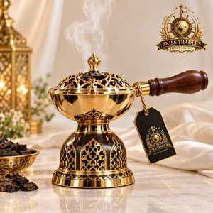 Brûleur d'encens en bois personnalisé, support en métal pour charbon et bakhoor, brûleur d'oud du Moyen-Orient, artisanat d'aromathérapie pour la décoration intérieure - Product Image 5
