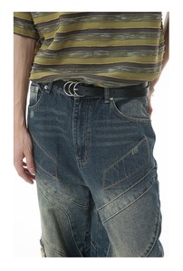 Hot Sale Custom Design Men's <b>Denim</b> Pants Snow Wash Wide Leg Ripped Casual Jeans Quick Dry Loose Fit Cotton Soft - Product Image 2