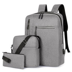 Conjunto de Mochila para Portátil 3 en 1 Gris, Resistente al Agua, Bolso Bandolera, Estuche para Lápices, Mochila de Negocios - Product Image 1