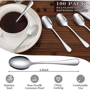 100 Pezzi Cucchiaini da Espresso in Acciaio Inox, 4.33 Pollici, Piccoli Cucchiai da Cucina per Dessert, Degustazione Tè, Accessori per Caffè e Tè - Product Image 3