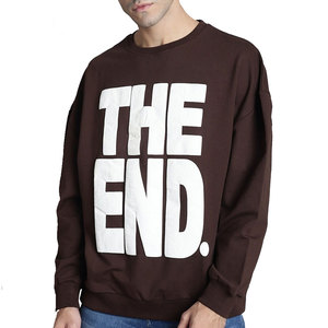 Sweat-shirt à col rond pour homme, marron, coupe classique, tricoté, couleur unie, vêtement décontracté pour l'automne - Product Image 1