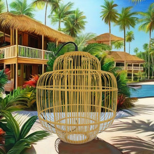 Lámpara de Bambú Hecha a Mano Hien Luong, Ratán Natural y Fibras Coloridas, Ecológica, Resistente al Calor, Duradera, para Decoración de Bares - Product Image 1