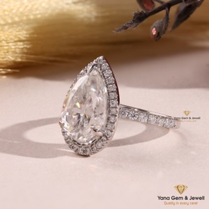 Bague de luxe en or massif 14 carats avec diamant CVD de laboratoire de 4,00 carats, taille poire, clarté VVS2, couleur F, certifiée IGI, pour femme - Product Image 2