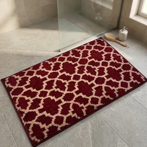 Tapis de porte décoratif tissé à motif Mugal Jali en beige bordeaux avec construction en microfibre 1200 GSM, lavable, pour entrée de maison - Product Image 2
