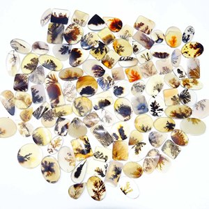 พลอยอาเกตเดนดริติกธรรมชาติแบบหลวม รูปทรงคาโบชอง ขายส่ง หลายรูปทรง หลายสี ของ AMAN GEMS JEWELLERY แหล่งกำเนิดราชสถาน - Product Image 3