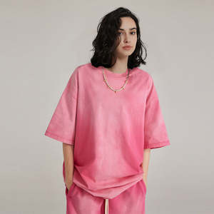 T-shirt d'été oversize en coton épais délavé pour homme, coupe épaules tombantes, style vintage - Product Image 1