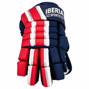 Gants de hockey sur glace IBERIA Premium personnalisés bleu marine et rouge |   Gants de protection pour joueurs de hockey |   Vente en gros OEM - Product Image 2