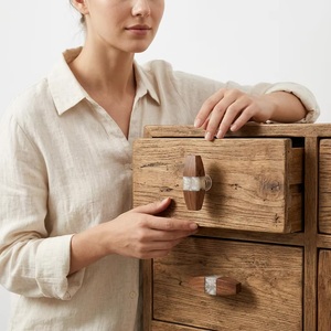 Poignée de tiroir ovale en bois avec incrustation en résine, poignée de meuble moderne pour armoire de salon - Product Image 6