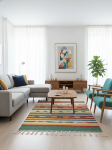 Woven Modern Floral Plush Cotton Rectangle <b>Rug</b>/Runner Reversable Backing Machine Washable Home Camping <b>Picnic</b> Travel Exercise - Product Image 2