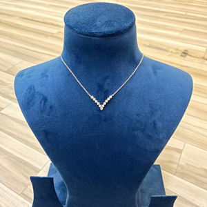 14K White Gold Minimal V Shape Brilliant Cut Lab Grown Diamond Pendant Necklace 1.21 Carat Women <b>Gift</b> Jewelry Rhodium Plated - Product Image 1