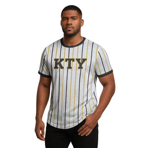 Jersey de Béisbol Gris con Rayas Finas APA, 100% Poliéster Malla, Camiseta de la Fraternidad Alpha con Logotipos Bordados Personalizados - Product Image 1
