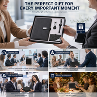 Ensemble cadeau d'entreprise personnalisé avec logo 4 en 1, carnet A5, stylo, porte-clés en métal, porte-cartes de visite, coffret cadeau promotionnel exécutif