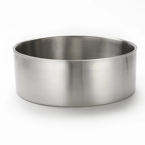 Sleek Silver Double-Walled Decorative Bowl <b>Chrome</b> Industrial Style Metal Basin Round Minimalist Centerpiece Dish Food Container - Product Image 1