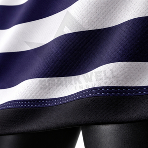 Men's Navy <b>White</b> Striped Rugby <b>Jersey</b> <b>Shorts</b> Set Sublimated Moisture Wicking Polyester Athletic Fit Adult Team Uniform - Product Image 6
