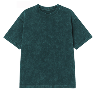 T-shirt en coton lavé surdimensionné pour homme, manches courtes, col rond, couleur unie, jersey décontracté - Product Image 3