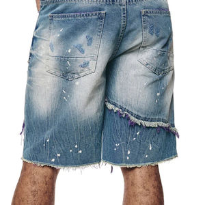 Pantalones Cortos de Mezclilla de Tela Premium de Alta Calidad para Hombre con Impresión de Etiqueta de Talla Personalizada, Pantalones Cortos de Moda Urbana para Hombre - Product Image 6